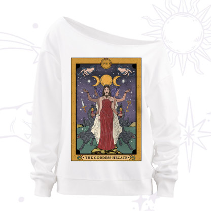 Purplehecate The Goddess Hecate Tarot Off The Shoulder Sweatshirt
