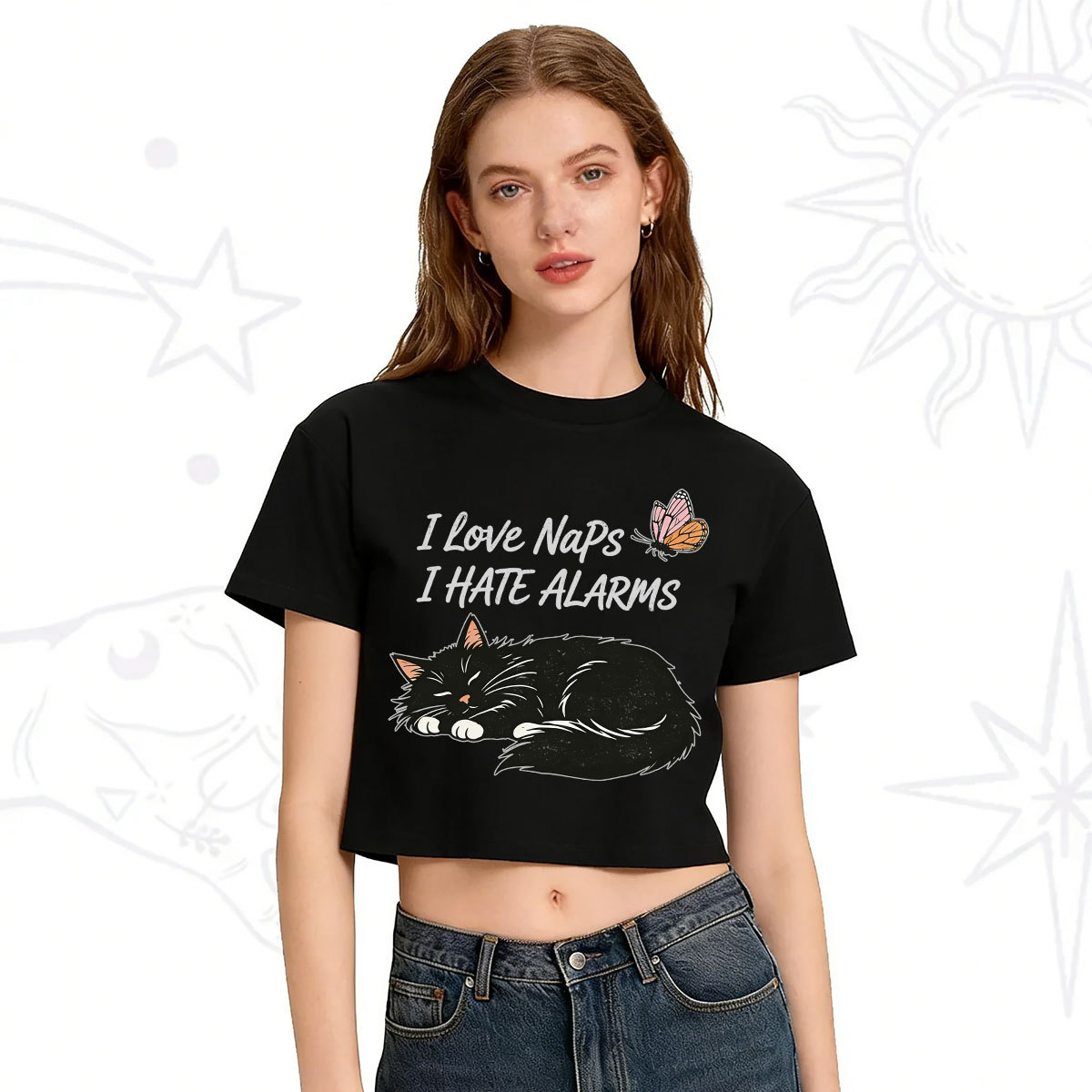 Purplehecate I Love Naps I Hate Alarms Crop T-Shirt