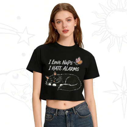 Purplehecate I Love Naps I Hate Alarms Crop T-Shirt