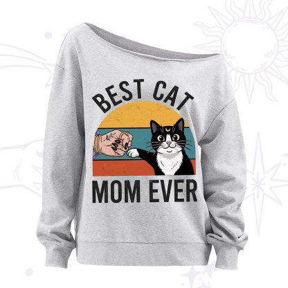 Purplehecate Best Cat Mom Ever Off The Shoulder Sweatshirt