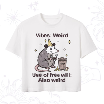 Purplehecate Weird Vibes Only Opossum Crop T-Shirt