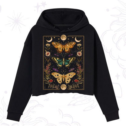 Purplehecate Sun and Moon Butterfly Crop Hoodie