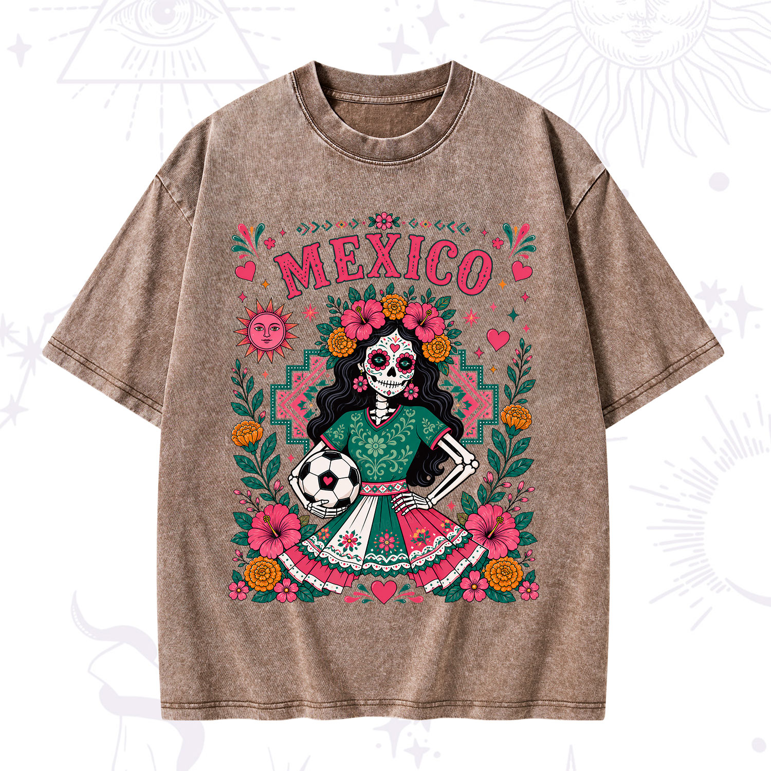 Purplehecate Mexico Day of the Dead Soccer Washed T-Shirt