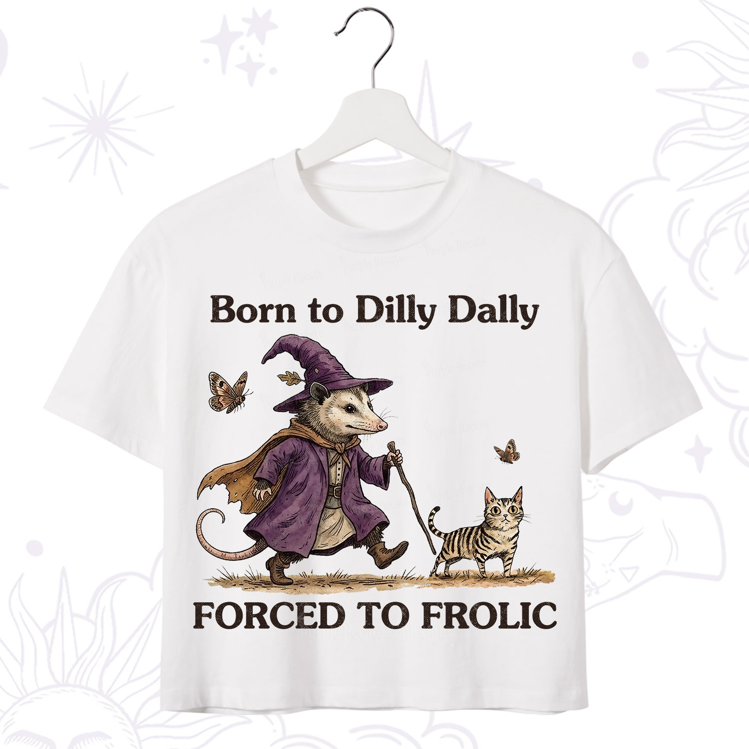 Purplehecate Born to Dilly Dally Forced to Frolic Opossum Crop T-Shirt