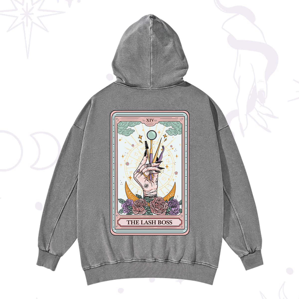 Purplehecate The Lash Boss Tarot Card Washed Hoodie