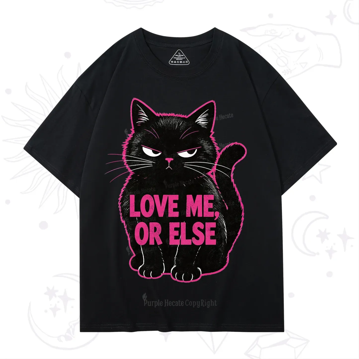 Purplehecate Grumpy Black Cat Love Me or Else T-Shirt