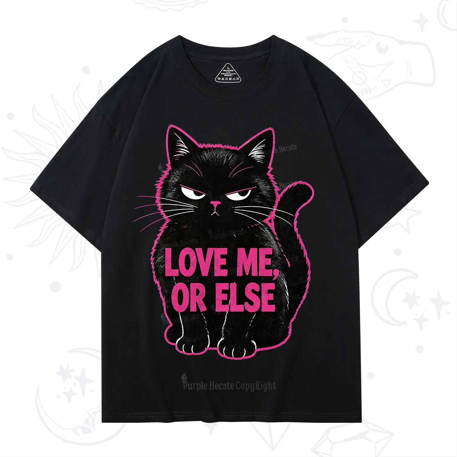 Purplehecate Grumpy Black Cat Love Me or Else T-Shirt