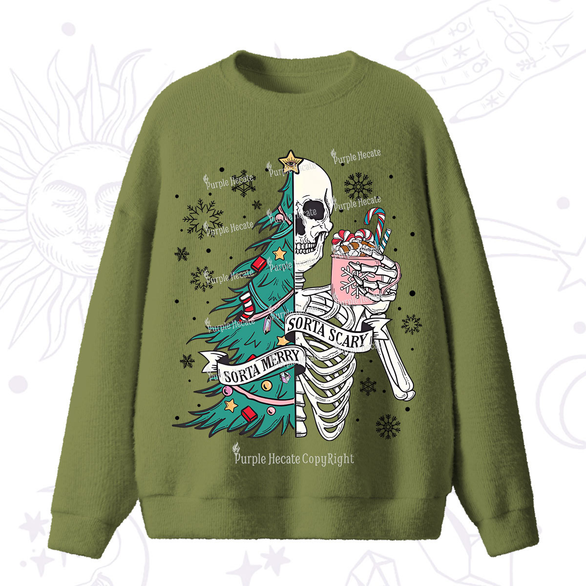 Purplehecate Sorta Merry Sorta Scary Christmas Fuzzy Ugly Sweater