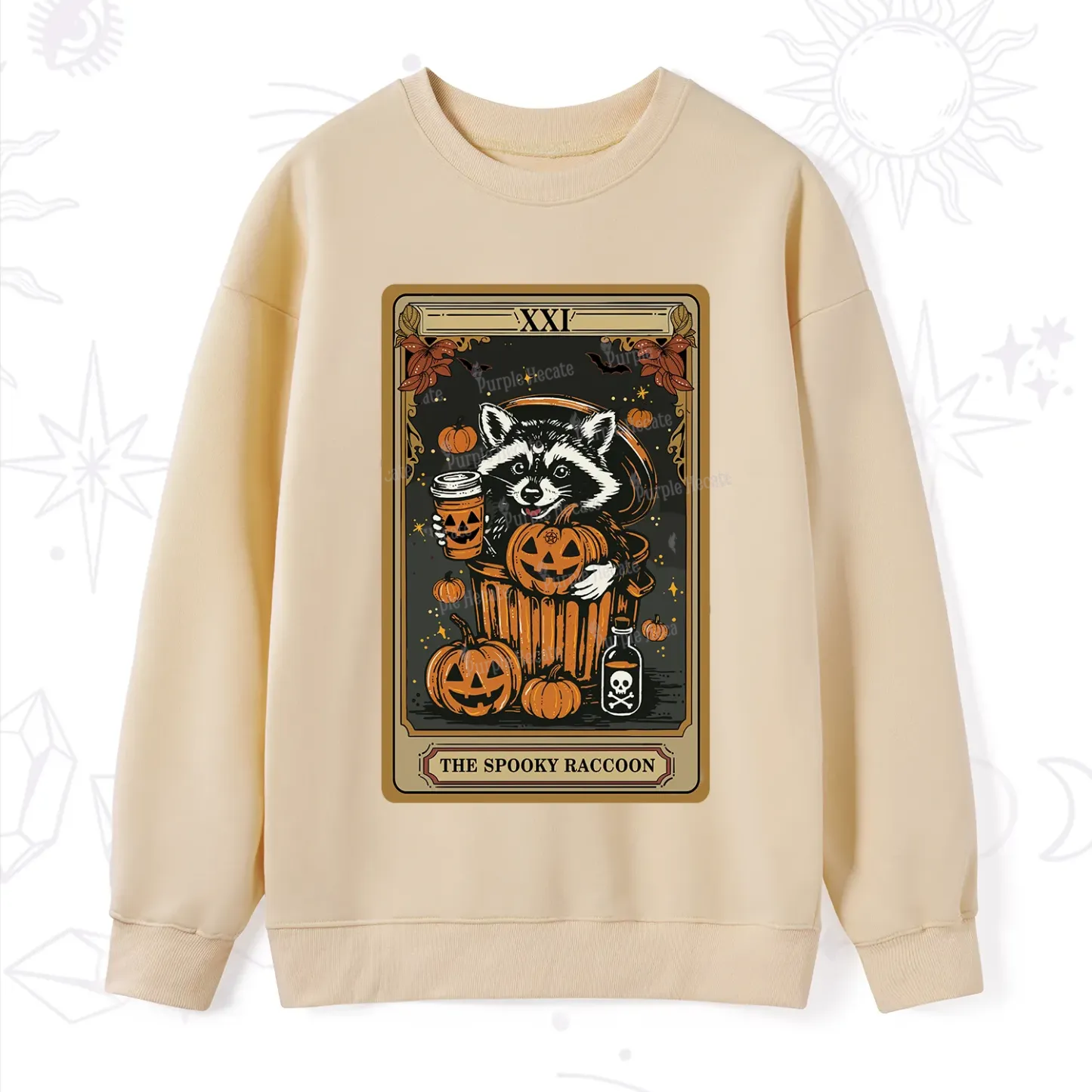 Purplehecate The Spooky Raccoon Tarot Halloween Sweatshirt