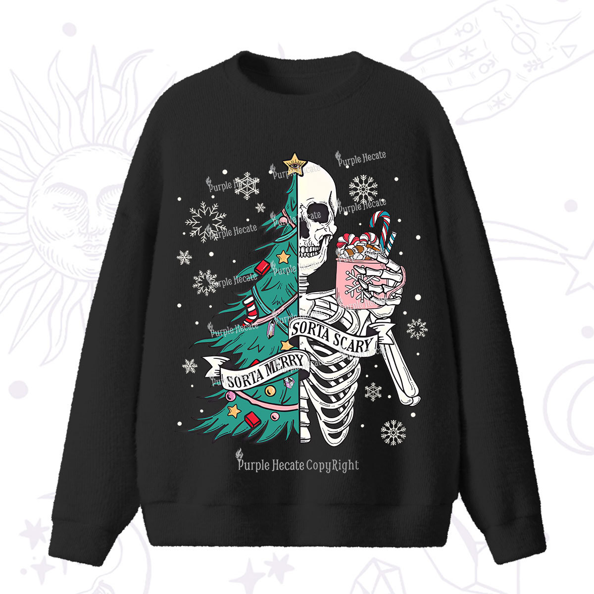 Purplehecate Sorta Merry Sorta Scary Christmas Fuzzy Ugly Sweater