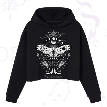 Purplehecate Moonlit Celestial Moth Crop Hoodie