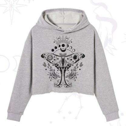 Purplehecate Moonlit Celestial Moth Crop Hoodie