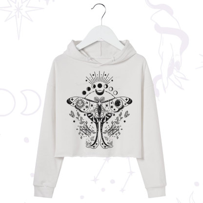 Purplehecate Moonlit Celestial Moth Crop Hoodie