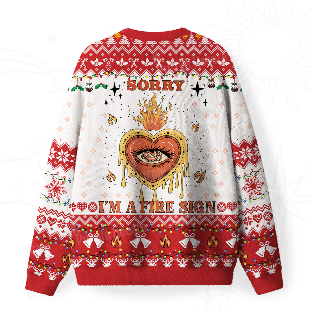 Purplehecate Sorry I'm A Fire Sign Fuzzy Ugly Christmas Sweatshirt