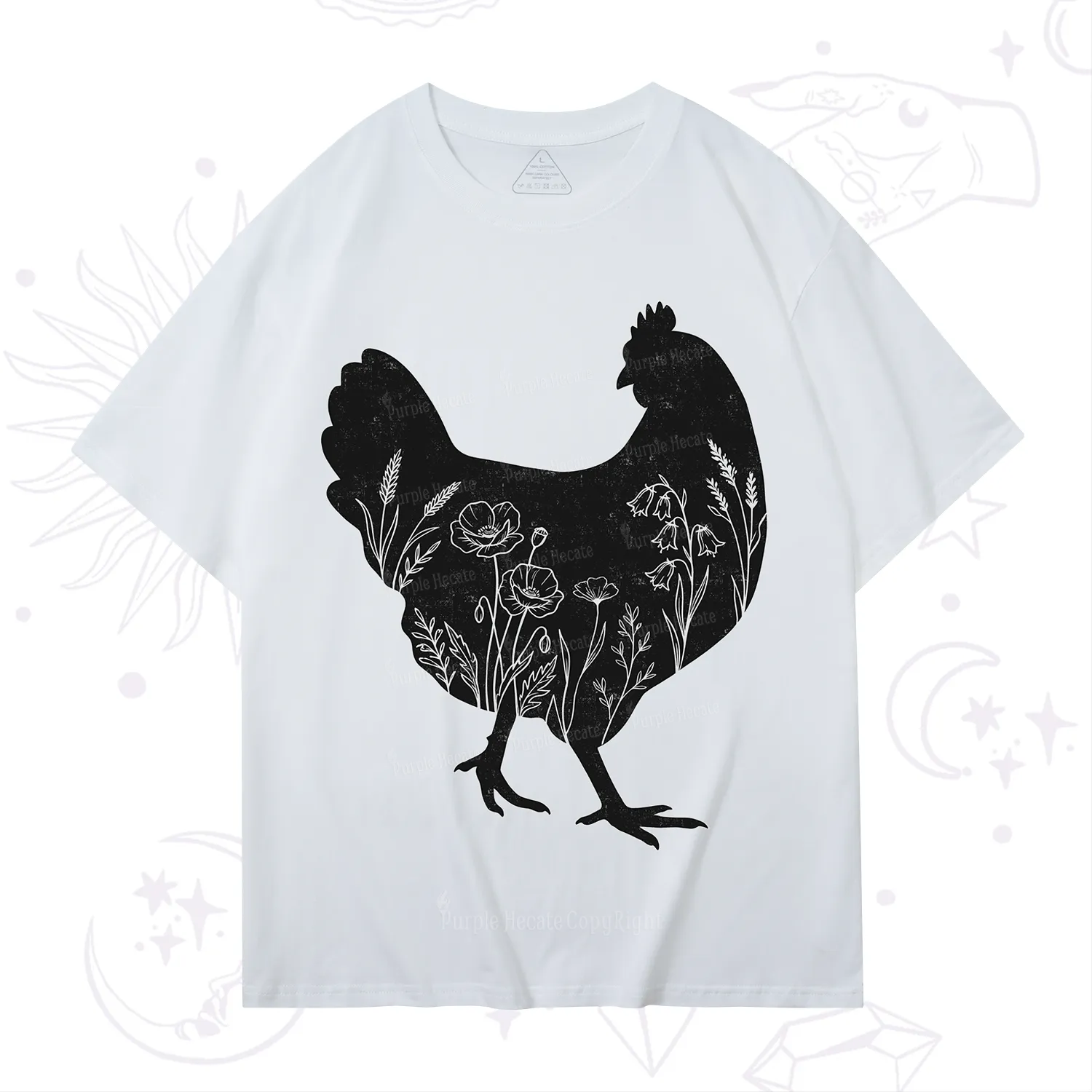 Purplehecate Floral Chicken T-Shirt