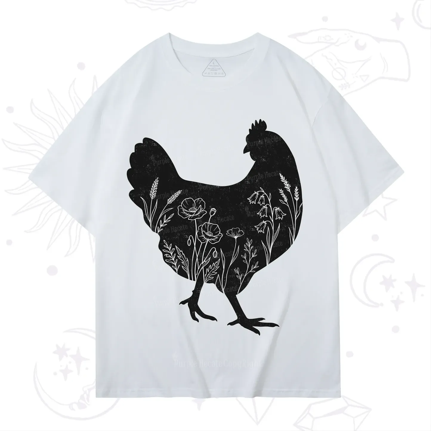 Purplehecate Floral Chicken T-Shirt