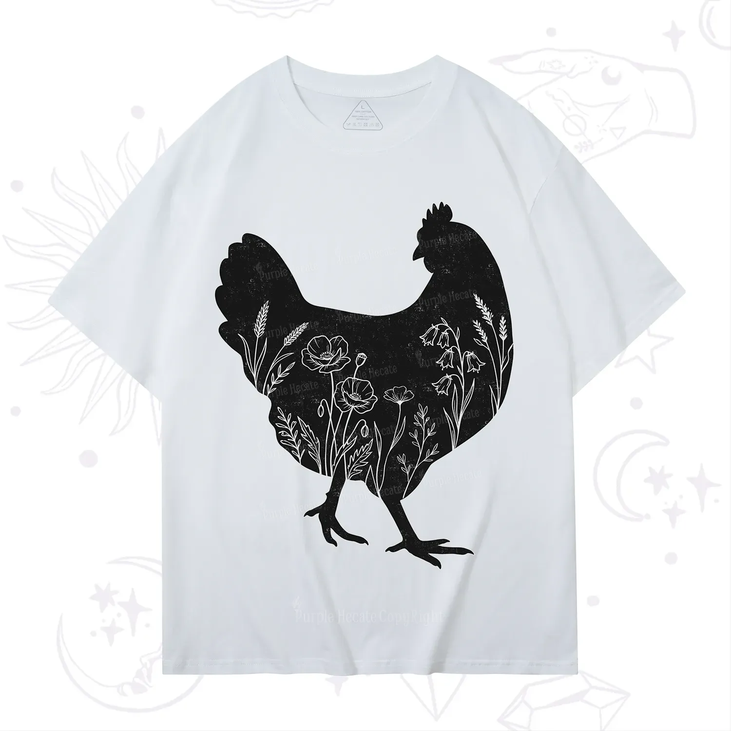 Purplehecate Floral Chicken T-Shirt
