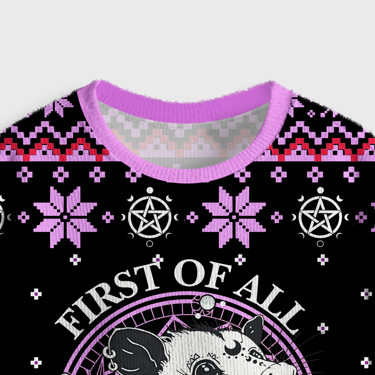 Purplehecate First Of All I'm A Delightful Opossum Crop Fuzzy Ugly Sweatshirt