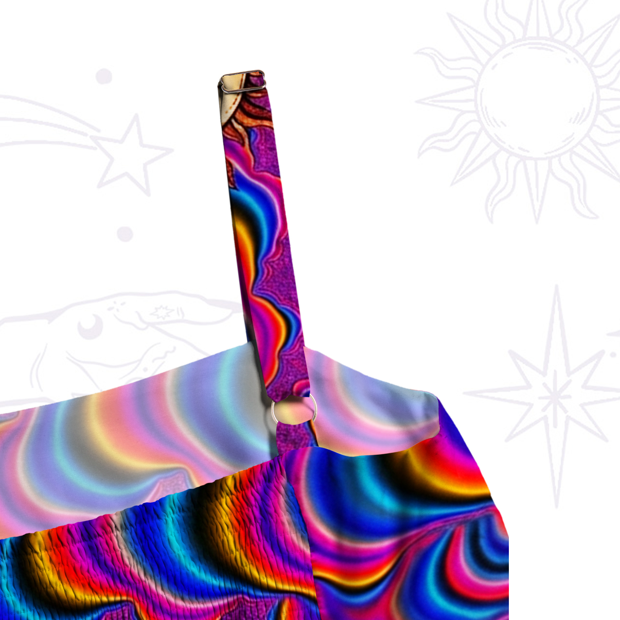 Purplehecate Psychedelic Sun and Moon Wide Straps Maxi Dress