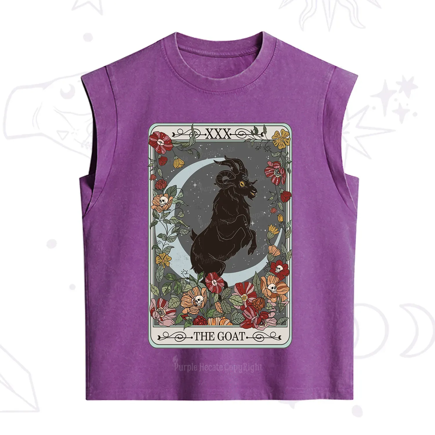 Purplehecate The Goat Tarot Card Vintage Washed Tank