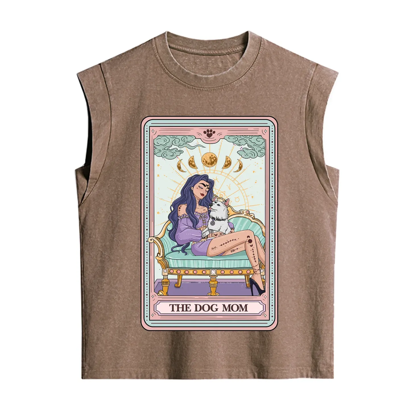 Purplehecate The Dog Mom Tarot Card Vintage Washed Tank