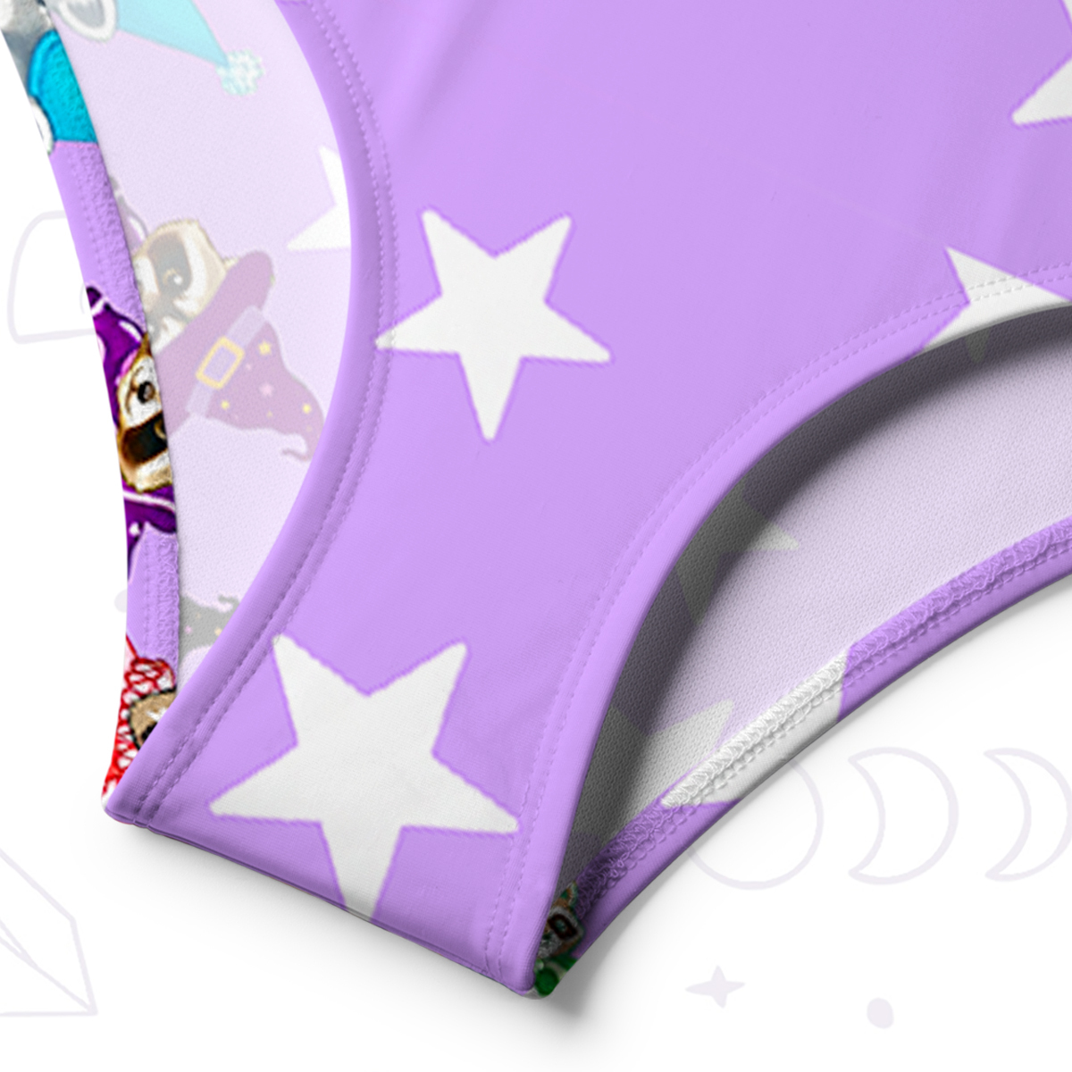 Purplehecate Rainbow Raccoon Star One-Shoulder One-Piece Swimsuit