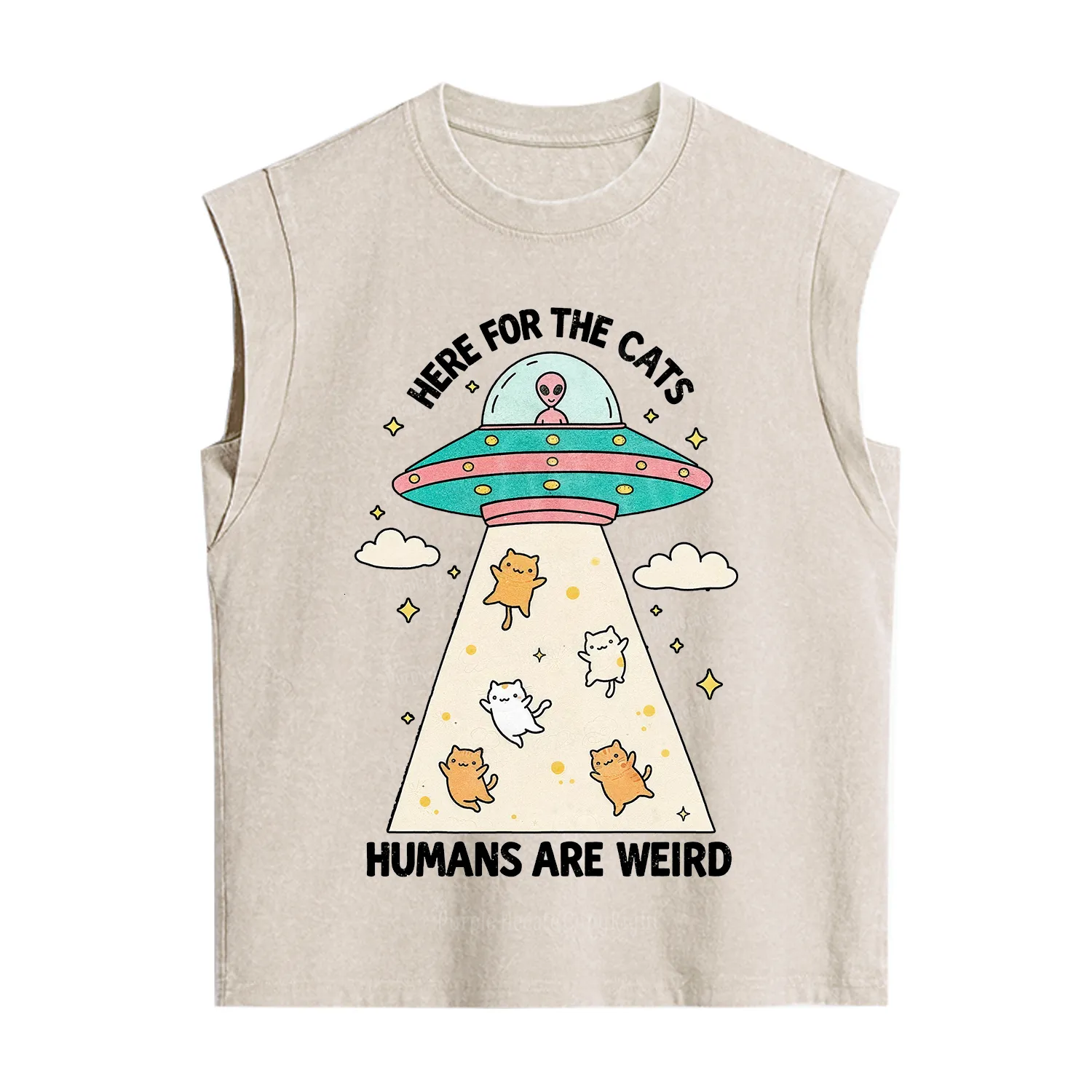 Purplehecate Here For The Cats Humans Are Weird Vintage Washed Tank