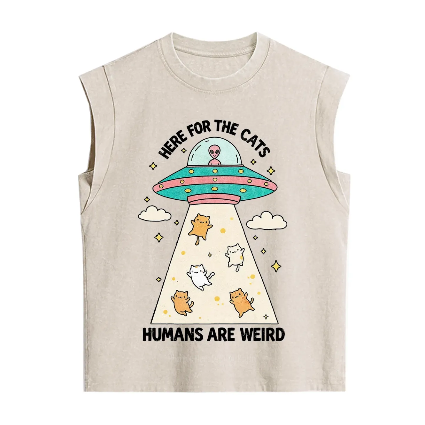 Purplehecate Here For The Cats Humans Are Weird Vintage Washed Tank