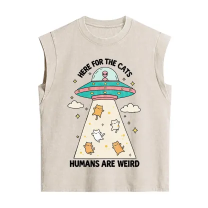 Purplehecate Here For The Cats Humans Are Weird Vintage Washed Tank