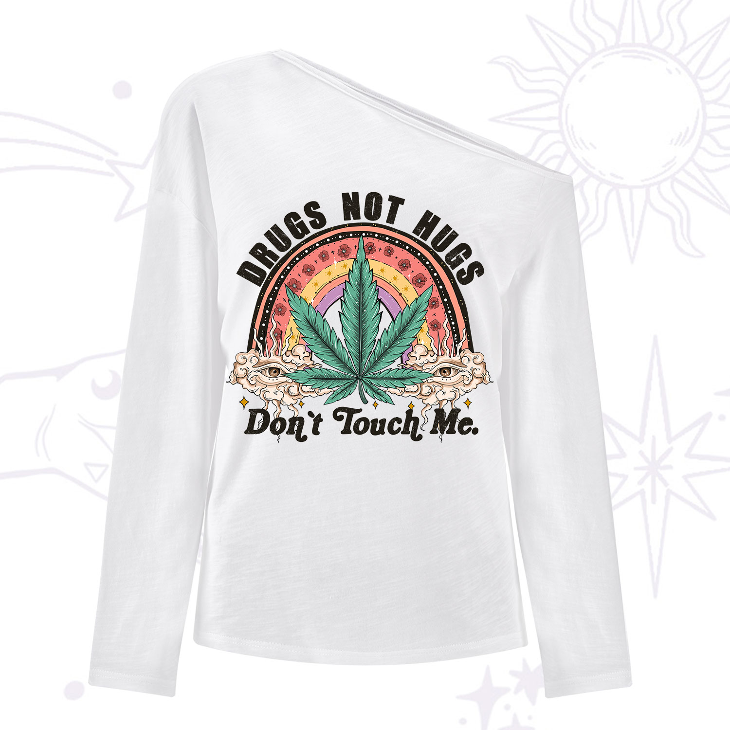 Purplehecate Drugs Not Hugs One Shoulder Long Sleeve Shirt