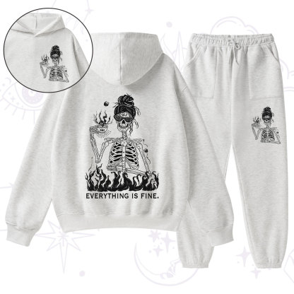 Purplehecate Everything Is Fine Fleece Hoodie Suit