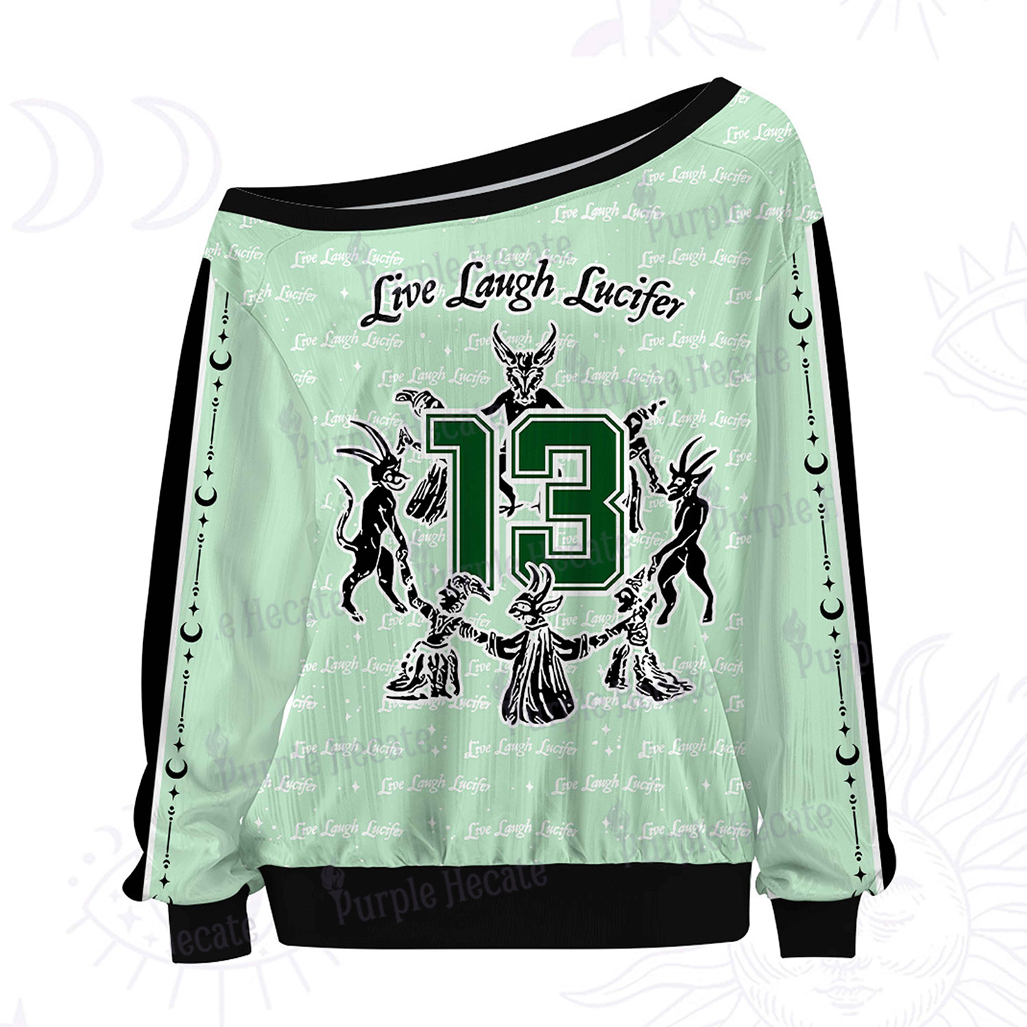 Purplehecate Live Laugh Lucifer Off The Shoulder Graphic Jersey 