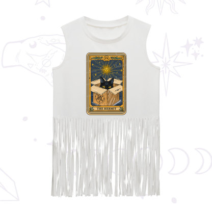 Purplehecate The Hermit Cat Tarot Card Fringe Tank Top