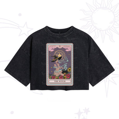 Purplehecate The Witch Tarot Washed Cropped T-Shirt