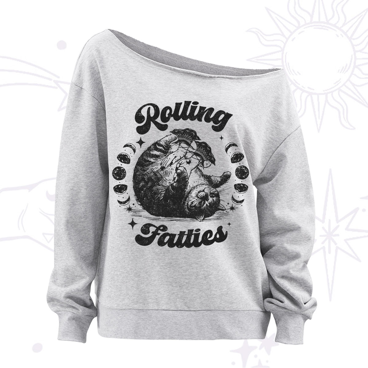 Purplehecate Funny Rolling Fatties Off The Shoulder Sweatshirt