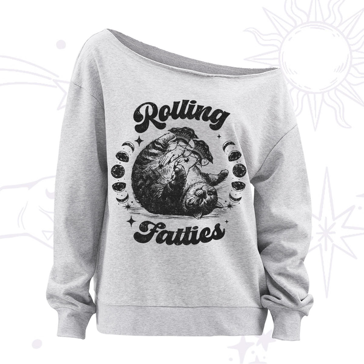 Purplehecate Funny Rolling Fatties Off The Shoulder Sweatshirt