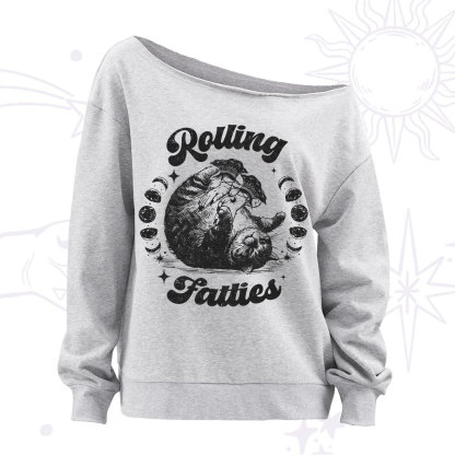 Purplehecate Funny Rolling Fatties Off The Shoulder Sweatshirt
