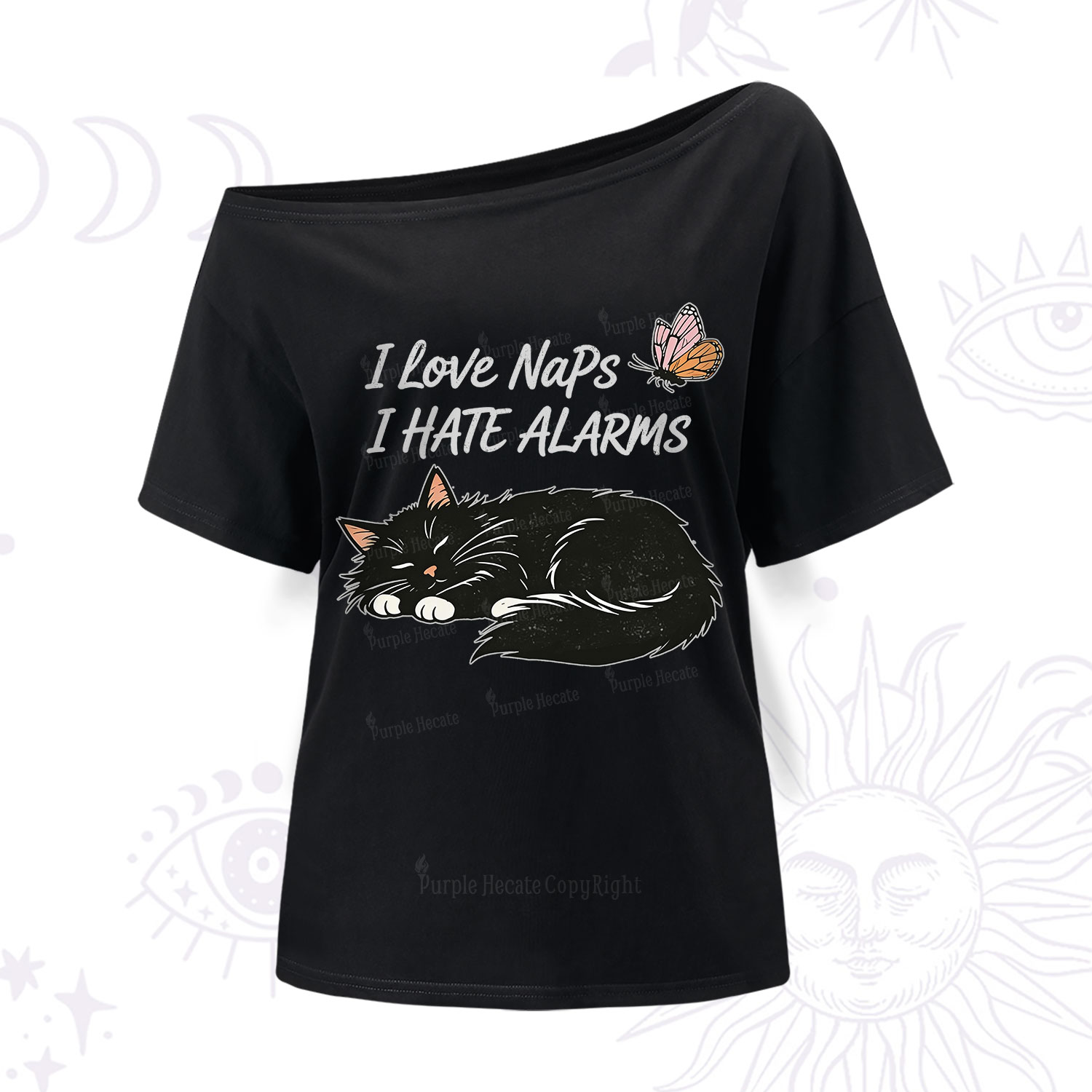 Purplehecate I Love Naps I Hate Alarms One Shoulder T-Shirt