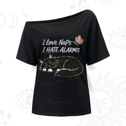 Purplehecate I Love Naps I Hate Alarms One Shoulder T-Shirt