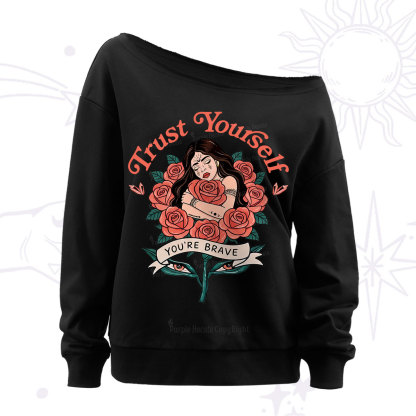 Purplehecate Trust Yourself Off The Shoulder Sweatshirt