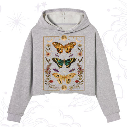 Purplehecate Sun and Moon Butterfly Crop Hoodie