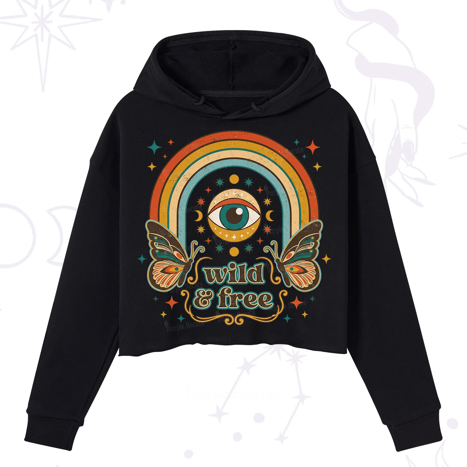 Purplehecate Wild And Free Crop Hoodie