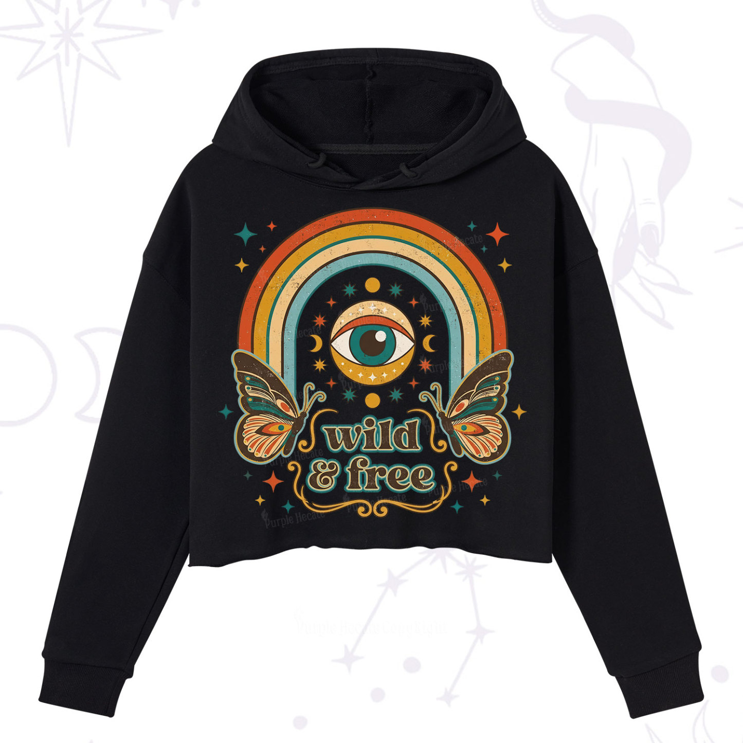 Purplehecate Wild And Free Crop Hoodie