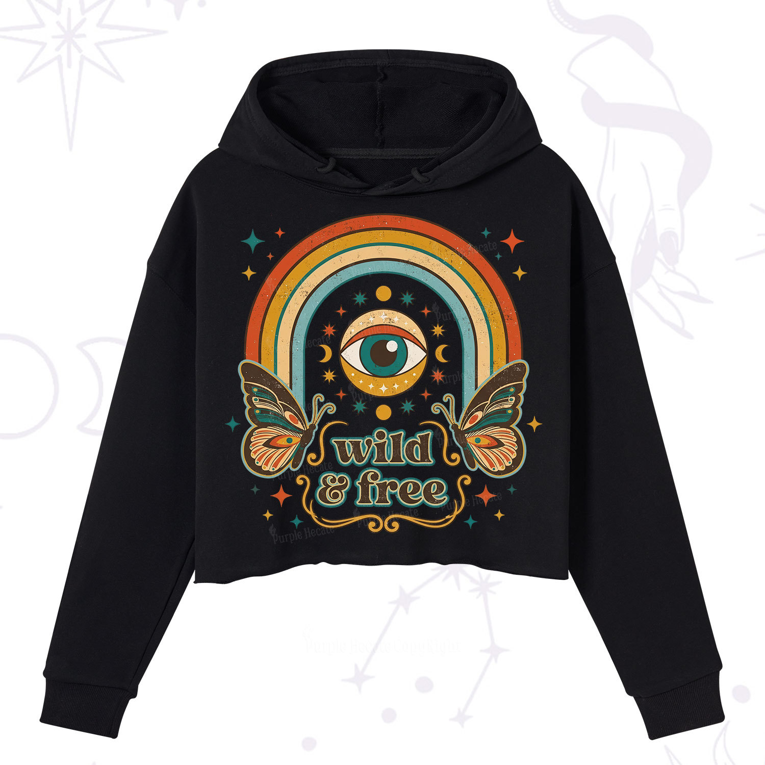 Purplehecate Wild And Free Crop Hoodie