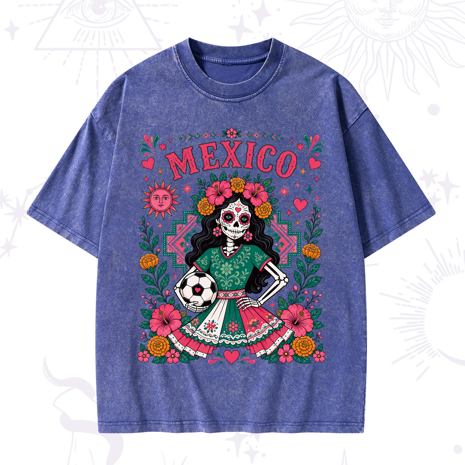 Purplehecate Mexico Day of the Dead Soccer Washed T-Shirt