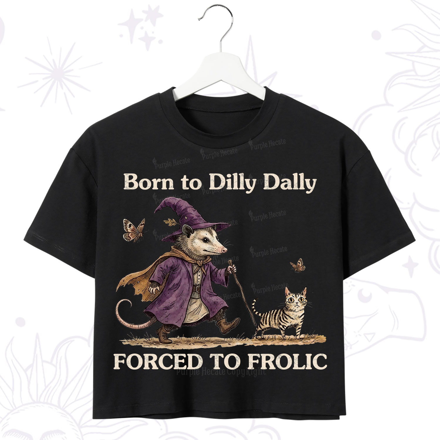Purplehecate Born to Dilly Dally Forced to Frolic Opossum Crop T-Shirt
