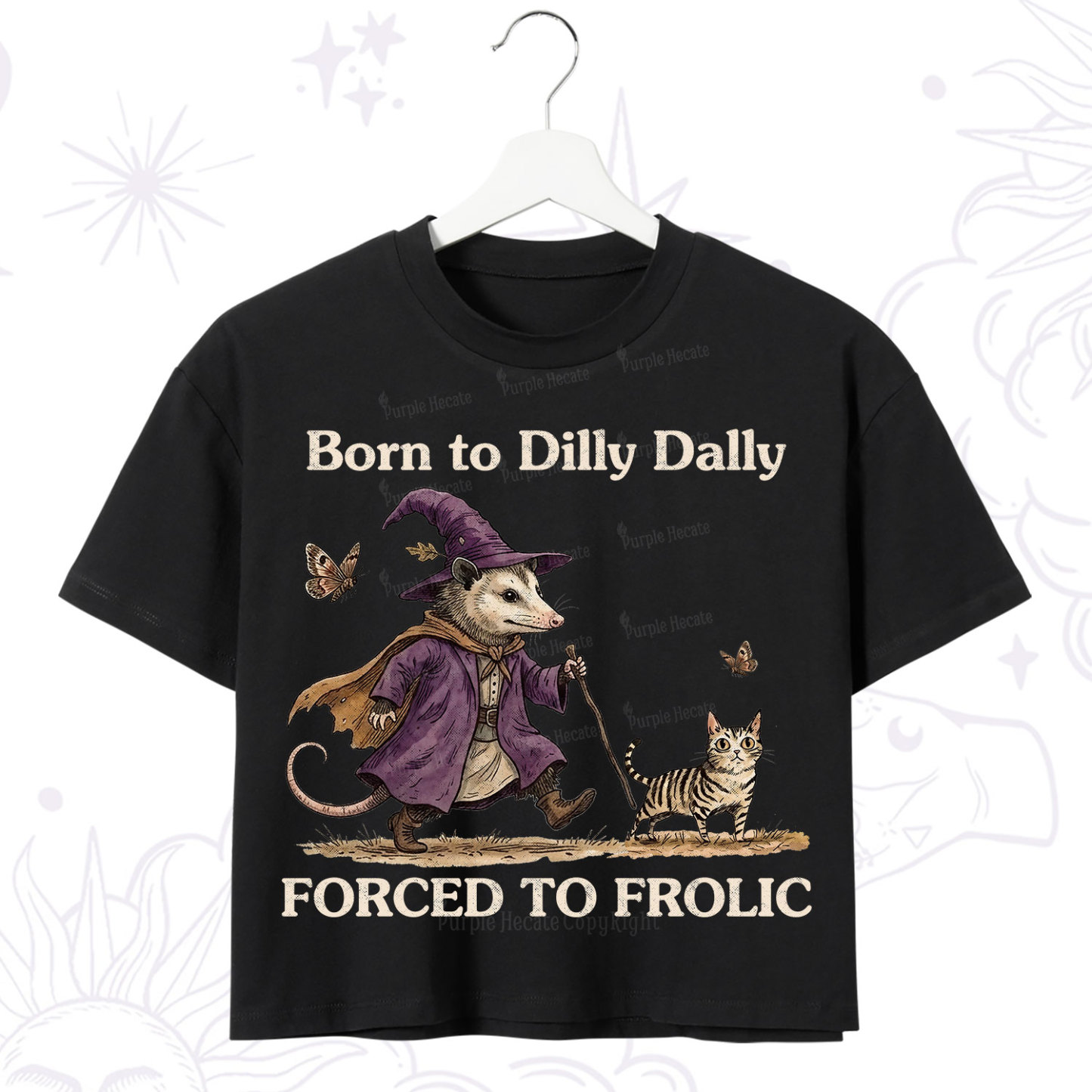 Purplehecate Born to Dilly Dally Forced to Frolic Opossum Crop T-Shirt