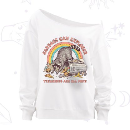 Purplehecate Garbage Can Explorer Raccoon Off The Shoulder Sweatshirt