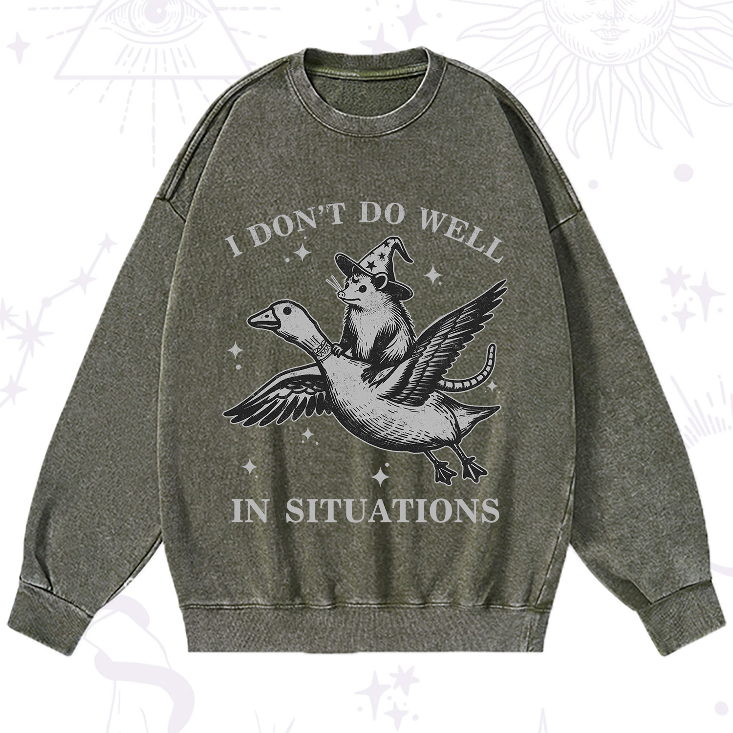 Purplehecate I Don't Do Well In Situations Washed Sweatshirt