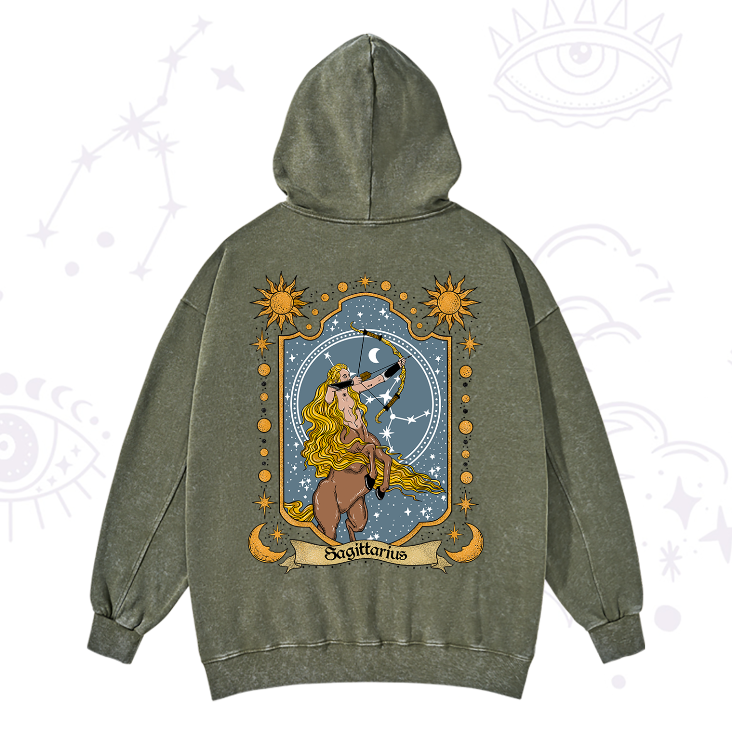 Purplehecate Sagittarius Zodiac Washed Hoodie